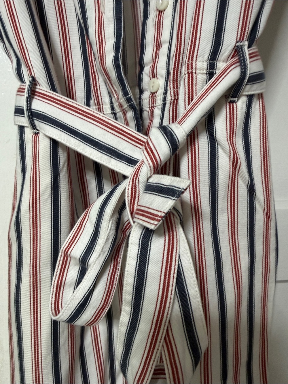 Dockers Striped Midi Dress with pockets in White, Red & Blue - Picture 3 of 10